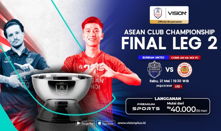 Link Streaming Buriram United vs Cong An Ha Noi FC, Final ASEAN Club Championship 2024/25 di tempat tempat VISION+