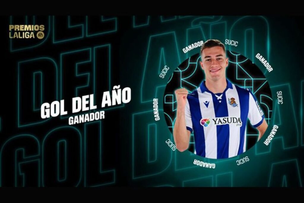 Pemain Sociedad Luca Sucic raih penghargaan gol terbaik LaLiga 2024/25