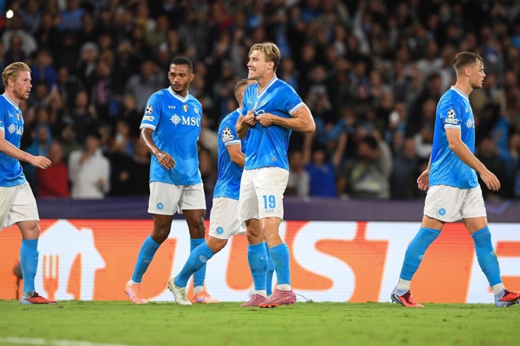 Dua gol Hojlund bawa squad tim Napoli kalahkan Sporting CP 2-1